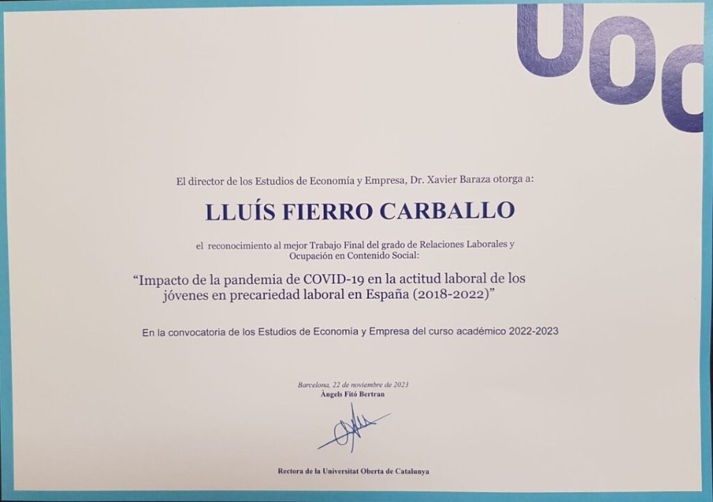 Premio TFG graduado social de Gabinet Laboral